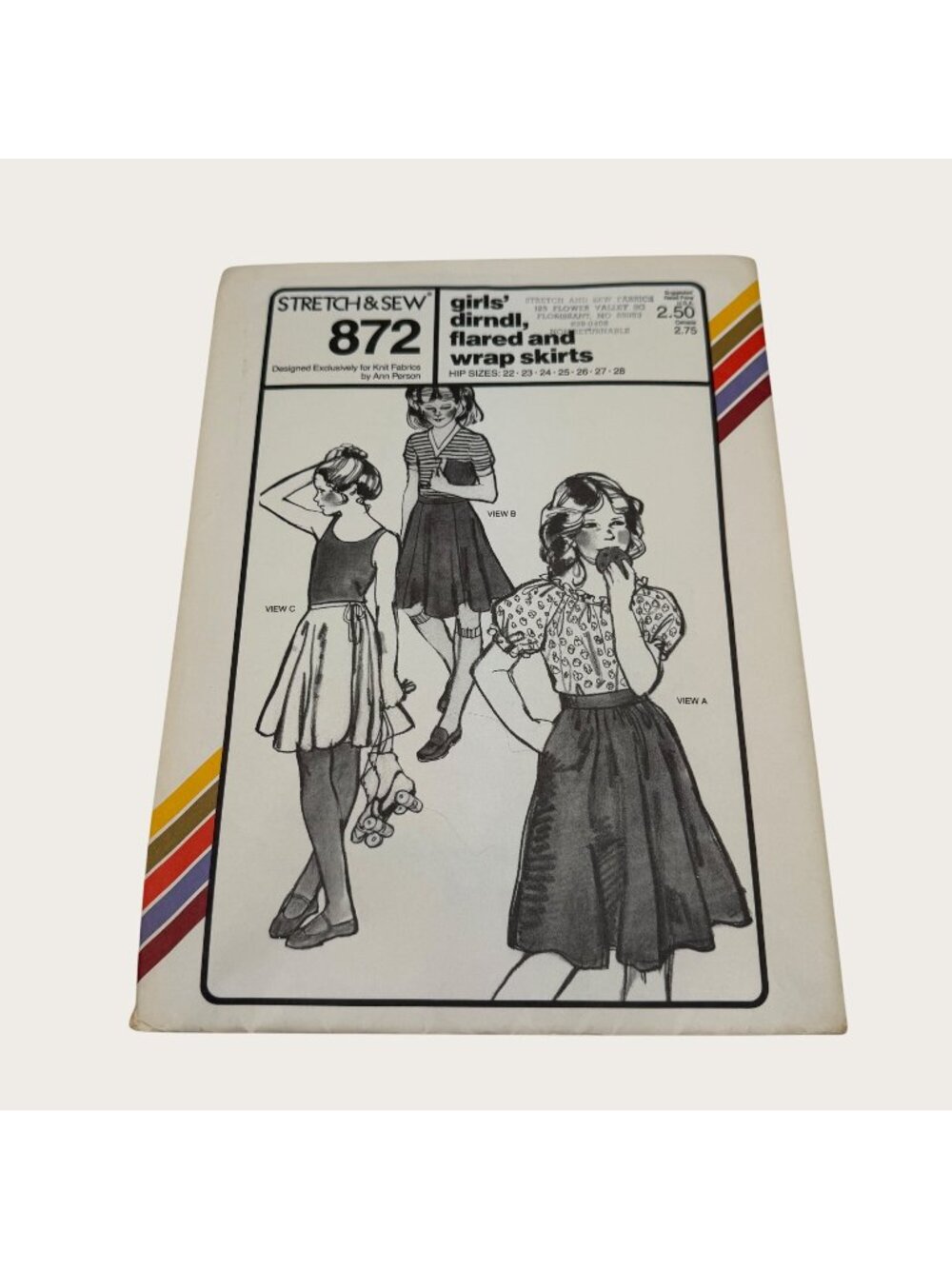 Vintage 1970s Stretch & Sew Sewing Pattern 872 Girls Skirts Hip Size 22-28
